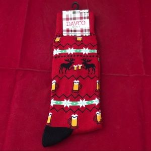 Davco Mens Tall Moose and Beer Print Winter Socks